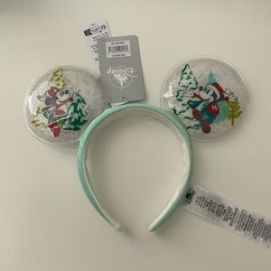 NWT Disney Parks Mickey Minnie Christmas Holiday Snow Globe Mouse Ears Headband
